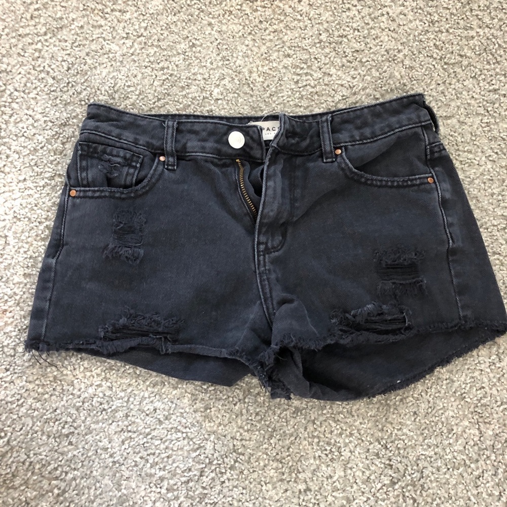 black jean shorts